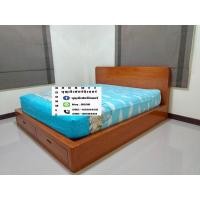 ราคา เตียงนอนไม้สักแบบมีลิ้นชักท้ายเตียงขนาด6ฟุต (24776444154)