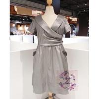 ราคา ชุดราตรีมือ2ชุดราตรี ชุดออกงานสั้นผ้าโพลีเอสเตอร์ยืด สีเทาเงิน สำหรับสาวอก 50+ (25712716295)