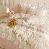 ราคา Bear House ชุดเครื่องนอน นุ่มเป็นเมฆติดตั้ง Bedsheet/ผ้าปูที่นอนผ้านวมปลอกหมอน 4 in 1 Single/Queen/King Size ผ้าปูที่นอน Cadar (26526175272)