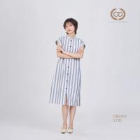 ราคา C&D Dress Two tone stripe เดรส ทรงตรง แขนเลย สีขาวริ้วกรม CBAHNV (29175075090)