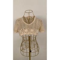 ราคา พร้อมส่งเสื้อครอปถัก สีครีม งานฝีมือ งานแฮนด์เมดเดรสถัก เสื้อถักโครเชต์ (28579802020)
