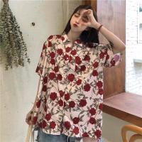 ราคา #W310 เสื้อฮาวาย ลายดอกกุหลาบสีแดง Clothing แรงแจ่มแจ้งจ้า เสื้อฮาวายใส่สบาย ทรงหลวม (24041364323)
