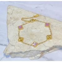 ราคา เชือกรูด 750 ไทเทเนี่ยมปั๊ม 750 สร้อยข้อมือโคลเวอร์สีชมพูทอง โคลัมเบีย (29186984184)