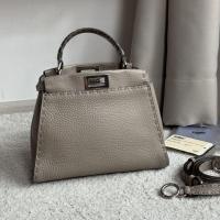 ราคา FENDI Peekaboo Mini Bag Grey Cuoio Romano Leather & Python Handle (25688947411)