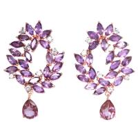 ราคา ต่างหูพลอยแท้ อเมทิสต์ (Amethyst) และ โทปาส-ชมพู เพชร-cz เงินแท้ 925 ชุบนาค (rose gold) (25887598300)