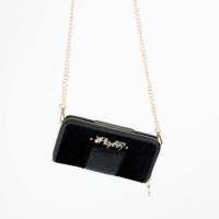 ราคา (ของแท้)-PLAYBOY กระเป๋าสตางค์ทรงยาวสายโซ่แต่งผ้าโลหะเลื่อม รุ่น ST-WA194PB058-BK (3240599291)