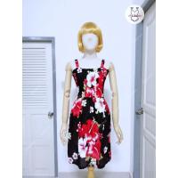 ราคา Hawaii ชุดเดรสสั้น ฮาวาย ฤดร้อน โบฮิเมี่ยน ลายดอกไม้ สีสด ผ้าเรย่อน สีดำชบาแดง ขนาดฟรีไซส์ (9364358074)