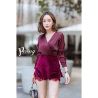 ราคา จั๊มสูทขาสั้น งานป้าย Peony (3722178587)