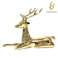 ราคา THAKRAYANG รูปปั้นตกแต่งบ้าน กวางทองเหลือง นอนหันขวา เงา (406516100)
