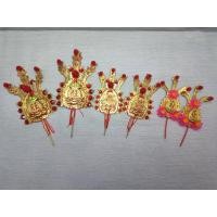 ราคา กิมฮวยปักกระถางธูป กิมฮวยเหล็ก กิมฮวยทองหางนกยูง หางนักยูงปักกระถางติดพลอยแดง กิมฮวยสวย (คู่) จิ๋วดอกเหมย มุก 9-10 cm. (12579462743)