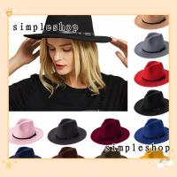 ราคา Simple Felt Fedora หมวกผ้าสักหลาด ผู้ชายและผู้หญิง พร้อมหัวเข็มขัด ปีกกว้าง หมวกแจ๊สปานามา (21264923155)