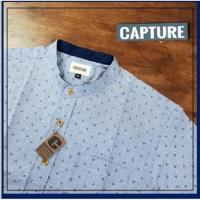ราคา เสื้อเชิ้ตแขนสั้น คอจีน ผ้า Oxford ลายสมอเรือ สีบลูยีนส์ มีไซส์ถึง 4XL (2878930451)
