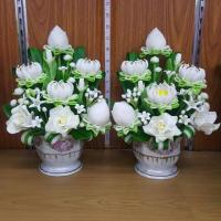 ราคา แจกันดอกบัวพับดินไทย จัดรวมดอกไม้ไทย สูง 12 นิ้ว (3843545209)