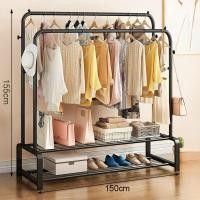 ราคา [รุ่นบาร์คู่] ราวตากผ้า ราวแขวนผ้าบาร์คู่ พร้อมชั้นวางของ ขนาด 138x120x155 CM โครงเหล็ก รองรับน้ำหนัก 20+kg พร้อมส่ง!! (21688839811)