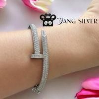 ราคา yangsilver กำไลข้อมือเงินแท้ กำไลตะปูเงินแท้ กำไล Cartiar ฝั่งเพชรรัสเซีย ไซล์ 6.2 น้ำหนัก 18.9 กรัม กำไลผู้หญิง (20792567083)