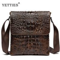 ราคา YETTIES กระเป๋าสะพาย หนังแท้ อัดลายจระเข้ สำหรับผู้ชาย สีน้ำตาลเข้ม (42855146888)