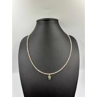 ราคา beautiful natural 2 mm sunstone beads with green garnet pendant necklace (40561504919)