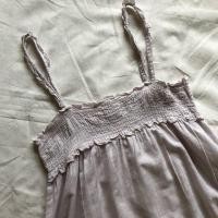 ราคา USED เดรสผ้าฝ้ายผสมลินิน สีม่วงพาสเทล (1394796892)