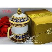 ราคา ถูกมากชุดแก้วน้ำชา กาแฟ เบญจรงค์ มีฝาปิด มีจานรอง ขอบทอง ลายพิกุล กล่องผ้าไหม สวยหรู ของที่ระลึก ไทย ของขวัญวันเกิดหรู (5900031898)