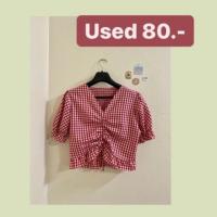 ราคา ส่งต่อเสื้อครอป มือสอง ลายสก็อต แขนตุ๊กตา (9215442137)