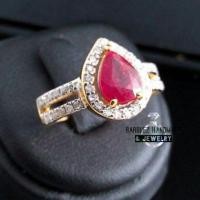 ราคา สินค้ามือหนึ่งใหม่แหวนทองคำแท้ 9k (37.5%) หยดน้ำทับทิมแท้ขนาด 6*8 มิล ล้อมเพชรแท้เหลี่ยมกุหลาบถึง 4 (27823126542)
