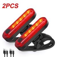 ราคา 1/2pcs ไฟท้ายไฟส่องสว่าง USB แบบชาร์จไฟได้แบบชาร์จไฟท้ายไฟท้าย 4 โหมดอุปกรณ์เสริมไฟท้ายจักรยาน LED (26936723656)