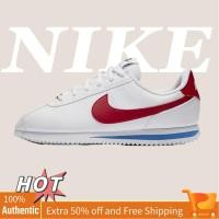ราคา Nike Cortez Forrest Gump รองเท้าผ้าใบแฟชั่นผู้ชายและผู้หญิงสีขาวและสีแดง (24934773157)