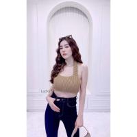 ราคา H)(o)(T ครอปท็อปไหมพรมทรงสวยใส่ได้ 3แบบ ใส่เป็นคล้องคอด้านหลัง คล้องด้านหน้า หรือ ใส่ไข้วหน้าก็ได้ (21870479107)