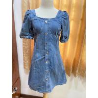 ราคา A41เดรสยีนส์ตุ๊กตาคอเหลี่ยม (26255857302)