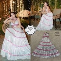 ราคา เดรสยาวสายเดี่ยวสีเงิน แม็กซี่เดรสสีเงินแม่อั้มใส่ (22729329648)