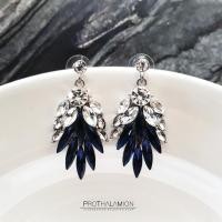ราคา Luxury Elegance Swarovski Crystal Blue Diamond Earrings : ตุ้มหู ต่างหู ต่างหูออกงาน เพชร คริสตัล สีน้ำเงิน สวารอฟสกี้ (187213493)