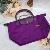 ราคา New Longchamp LePliage size s หูสั้น สีม่วง ตัดเหลืองสวยมากกก (18089122366)