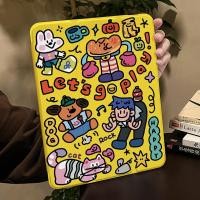 ราคา เคส iPad Air6 Gen9 กราฟฟิตี้ สีเหลือง น่ารัก วัสดุTPU ใส่ปากกาได้ Gen10 mini7 10.9 Air5 Gen11 Air7 (26369180958)