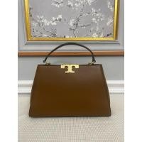 ราคา ♞ Tory Burch Brown leather Eleanor มือสอง yutj (29767605392)