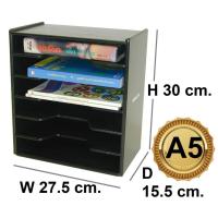 ราคา RELUX ตู้ไม้เก็บเอกสาร ซองจดหมาย ใบปลิว แคตตาล็อก A5 พ่นสีดำ มี 6 ชั้นต่อตู้ ซ้อนได้ MDF-428 BL ดำ (11006604759)