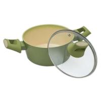 ราคา เบสิโค หม้ออะลูมิเนียมเคลือบเซรามิก พร้อมฝาแก้ว 18x8 ซม. สีเขียวอโวคาโดครีม (9118461422)