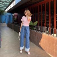 ราคา MILLER JEANS กางเกงยีนส์ทรงขากระบอก ชายแต่งพับขา (21976974074)