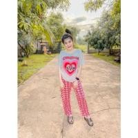 ราคา กระแสแรงมากแม่ชุดนี้เซตเสื้อยืดสกีนหัวใจ กางเกงเอวสม๊อคผ้ายืดลายแบร์นดัง (10840835870)