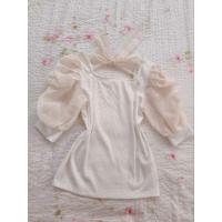 ราคา เสื้อขาวแขนพองน่ารักผูกโบว์หลัง (24814111884)
