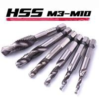 ราคา 6 ชิ้น Wood ชุดดอกสว่าน ต๊าปเกลียวแบบสวมเร็ว มีดอกเจาะในตัว ขนาด M3-M10 HSS 4341 สำหรับ ไม้ เหล็ก สแตนเลส อะคริลิค (24384661018)