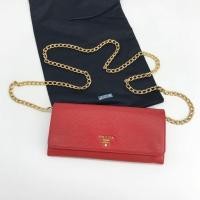 ราคา ️️กระเป๋าสตางค์ สะพายใบยาว ถือเป็นคลัชได้️(Very Good) Prada Saffiano Woc สีเเดง️️รอเช็คสต๊อก (27363613721)