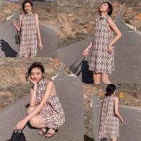 ราคา งานป้ายviv มินิเดรสแขนกุด คอปีน พิมพ์หลายหรูหรา สไตล์ผู้รากมากดี งานสวย ผ้าพริ้ว มีซิปซ่อนหลัง (3044874376)