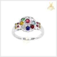 ราคา แหวนนพเก้าแท้ เงินแท้925 ชุบทองคำขาว อัญมณีเสริมดวง (7877803564)