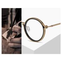 ราคา แว่นตากลมใหญ่ ย้อนยุค เลนส์ใสไม่มีค่าสายตา ป้องกันแสงสีฟ้า Anti Blue โลหะผสม (13310486954)