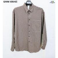 ราคา GIANNI VERSACE แท้ อก44 เสื้อเชิ๊ตแขนยาวลายสก๊อตคลาสสิกวินเทส (14196864070)