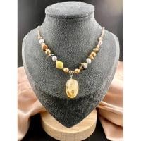 ราคา สร้อยคอลูกปัดร้อยแต่งด้วยหิน มุก จี้หินเม็ดโต (26581137729)