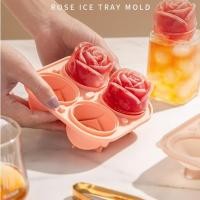 ราคา แม่พิมพ์ซิลิโคน รูปดอกกุหลาบ 3D 4 ช่อง สําหรับทําน้ําแข็ง วิสกี้ ฮอกกี้ กาแฟ น้ําผลไม้ เค้ก DIY (16942874152)