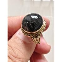 ราคา แหวนทองเหลืองแก้วขนเหล็กใสเส้นหนาดำทึบ (24845428831)