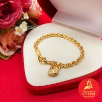 ราคา สร้อยข้อมือลายเกลียวหัวจรวดห้อยจี้หัวใจตัดลาย ความยาว 6 นิ้ว ชุบทอง ทองปลอม ใส่อาบน้ำได้ ใส่ในชีวิตประจำวันได้ (24919388095)