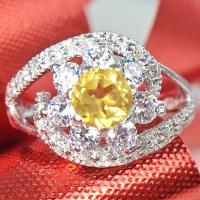 ราคา แหวนซิทริน แหวนเงินแท้92.5% ชุบทองคำขาว ประดับพลอยซิทรินแท้ ตกแต่งเพชรSwiss YTG-8222 (4606130927)